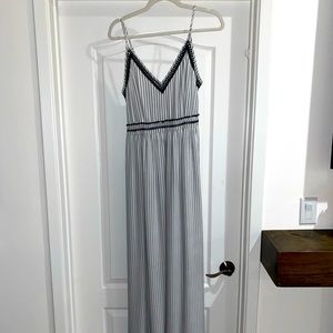 Size medium long blue and white striped dress